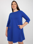 Kobaltově modré minišaty plus size s kapsami od Dalenne L / XL