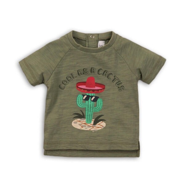 Tričko chlapčenské s krátkym rukávom, Minoti, CACTUS 1, khaki - 56/62 | 0-3m