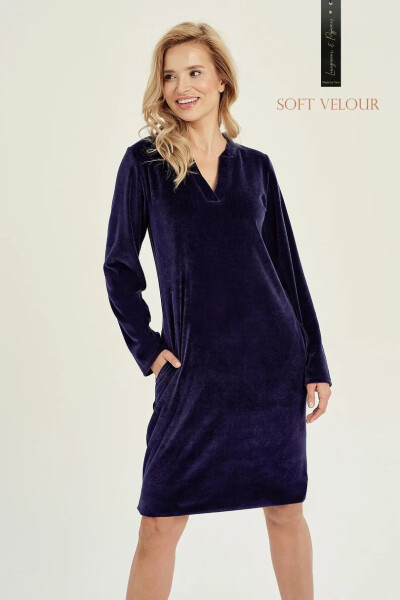 Dámska velúrová tunika LAUREN 3028 Tmavo modrá - Taro XL tmavě modrá