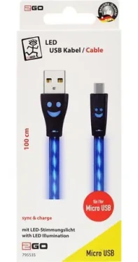 2GO modrá / Nabíjací a dátový kábel / USB-A - Micro-USB / LED podsvietenie / 1 m (795535)