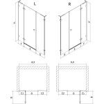MEXEN/S - Lunar L sprchové dvere krídlové ľavé 125, transparent, chróm 834SL-125-050-01-00-L