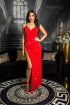 Sexy Red-Carpet Koucla Evening Dress wrap look redsilver L