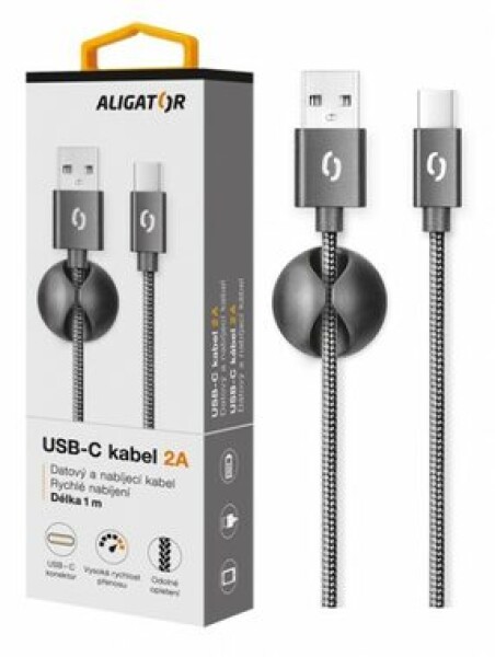 Aligator Premium Dátový kábel 2A USB-C čierna (DATKP07)