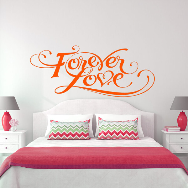 Veselá Stena Samolepka Forever love Farba: oranžová, Veľkosť: 60 x 26 cm