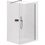 CERANO - Sprchová zástena Walk-in Onyx Round Ľ/P - 10 mm - guľatá vzpera - čierna matná, transparentné sklo - 100x200 CER-DY101B-100-201