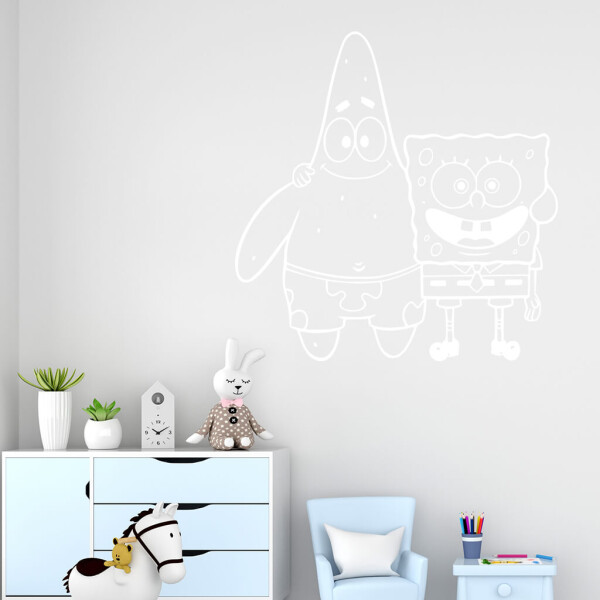 Veselá Stena Samolepka SpongeBob a Patrick Farba: bílá, Veľkosť: 40 x 40 cm