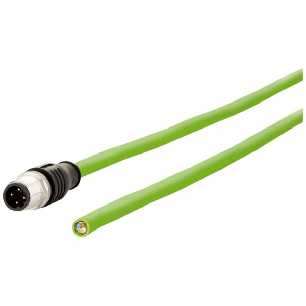 Metz Connect 142M1D10020 M12 sieťové káble, prepojovacie káble CAT 5e SF/FTP 2.00 m zelená krytie PUR, odolný proti kyselinám, odolný proti ozónu, odolný proti; 142M1D10020