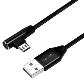 LogiLink USB-A - Micro-USB 1m čierna / Kábel / opletený / uhlový 90 ° / USB 2.0 (CU0142)