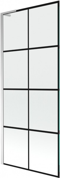 MEXEN/S - Next L vaňová zástena FIX 80 x 150, čierna vzor, chróm 895-080-000-03-77-01