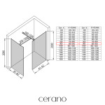 CERANO - Sprchová zástena Walk-in Onyx TL/P - 8 mm - hranatá vzpera - čierna matná, bronzové sklo - 90x90x200 CER-686977