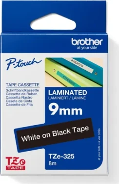 Brother TZe-325 čierna/biela / Páska / Laminovaná / 9 mm / 8 m