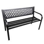 Mamido Záhradná kovová lavica s operadlom čierna