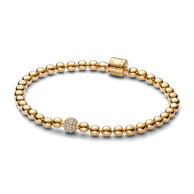 Pandora Pozlátený korálkový náramok Signature Shine 568342C01 19 cm