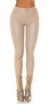 Sexy Highwaist Leather Look Pants with Push-Up effect CAPPUCCINO 42