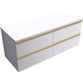 CERANO - Kúpeľňová skrinka Velora - biela matná, úchytka zlatá + doska pod umývadlo Navira Pro - 36 mm - 140x56,6x46,5 CER-668546