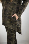 Dámska súprava s kapucňou s maskáčovou potlačou khaki + zelená UNI