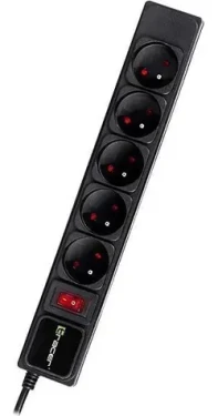 Tracer PowerGear čierna / Prepäťová ochrana / 5 zásuviek / 5 m (TRALIS47138)