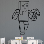 Veselá Stena Samolepka Minecraft krompáč Farba: modrá, Veľkosť: 80 x 67 cm