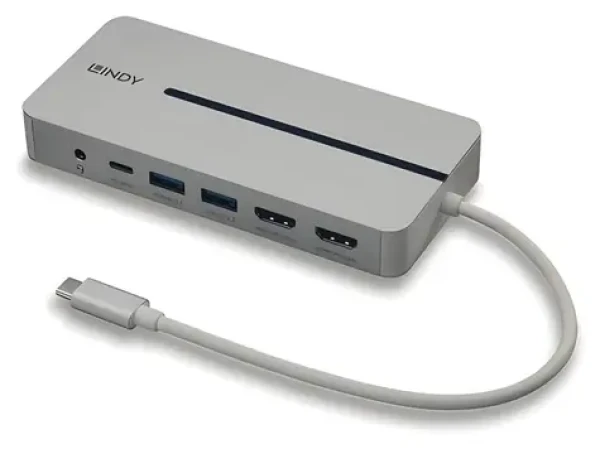 Lindy DST-Mx Duo / Dokovacia stanica / 2x HDMI 4K / USB-C PD 100W / Gigabit Ethernet (43360)