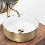 REA - Umývadlo na dosku Sami White Brush Gold REA-U6630