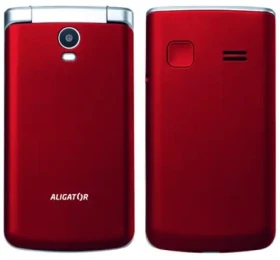 Aligator V710 Senior červeno-strieborná / 2.8 / SOS tlačidlo / VGA / stolná nabíjačka / FM / LED / SOS Locator (AV710RS)