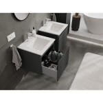 MEXEN/S - Rivel kúpeľňová skrinka 50 cm s umývadlom Otis, 1 šuplík, reliéf, grafit mat/biela mat 91A20-05047-1-BF66-W18M01
