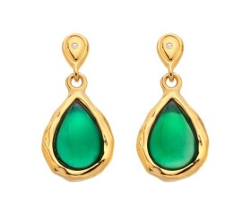 Hot Diamonds Pozlátené visiace náušnice s diamantmi a achátmi Gemstones DE817