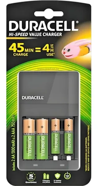 Duracell CEF14 čierna / Nabíjačka / AA, AAA / 4 ks batérií / NiMH (118577)