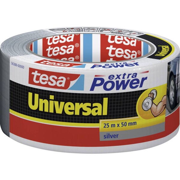 Tesa UNIVERSAL 56388-00000-16 páska so skleným vláknom tesa® Extra Power strieborná (d x š) 25 m x 50 mm 1 ks; 56388-00000-16