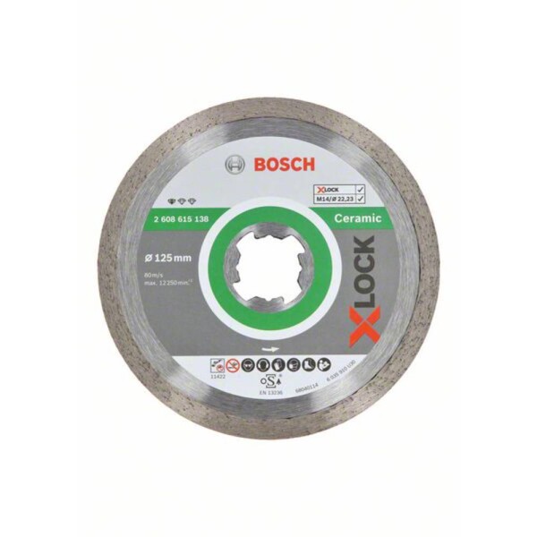 BOSCH X-LOCK Standard for Ceramic Diamantový rezný kotúč, 125 × 22,23 × 1,6 × 7 2608615138