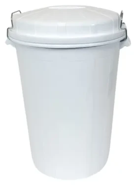 DENOX Nádoba na odpad Industrial biela / 95 l / PE-HD plast / uzatváranie sponami / -40 až +75 °C