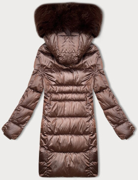 Zimná prešívaná plus size bunda v čokoládovej farbe s kapucňou S'west (B8267-14) odstíny hnědé 50