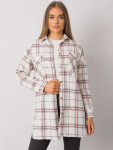 RUE PARIS Béžová a růžová kostkovaná košile L / XL