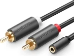 Ugreen AV102 Kábel 2x RCA (Cinch - M) - 3.5 mm jack (F) 1 m čierna (10588)