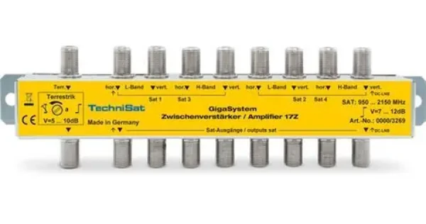TechniSat 17Z strieborná / Anténny zosilňovač / SAT/DVB-T / 12 dB / 47-2150 MHz (0000/3269)