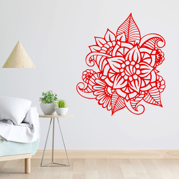 Veselá Stena Samolepka Kvetinový ornament Farba: červená, Veľkosť: 60 x 51 cm