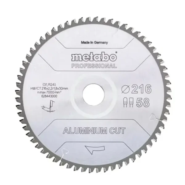 Metabo AluminiumCutProf / Rezný kotúč na hliník / Priemer 216 x 30 mm / Šírka rezu 2.2 mm (628443000)