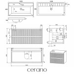 CERANO - Kúpeľňová skrinka Carole - keramické umývadlo Viano - biela matná ryhovaná - 100,9x62,6x46,5 CER-951928