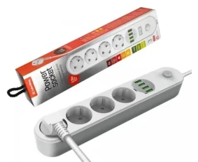 Colorway CW-CHE44W biela / Predlžovací kábel / 4 zásuvky / 4× USB / 2 m (CW-CHE44W)