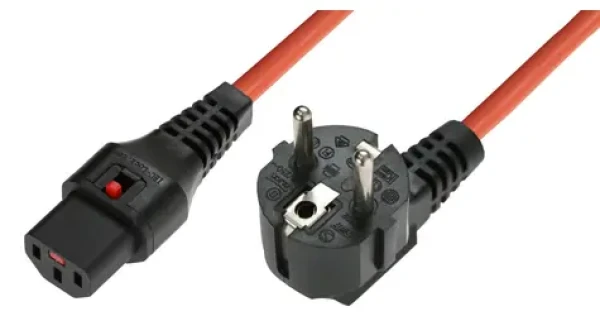 MicroConnect Predlžovací kábel s IEC zámkom C13 - Schuko 90° uhol 3M oranžová (EL248S)