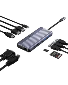 IcyBox IB-DK4062-CPD antracitová / Dokovacia stanica / USB-C / 2x HDMI + VGA / 4K 30Hz / USB-A 3.2 Gen1 / PD 100W (IB-DK4062-CPD)