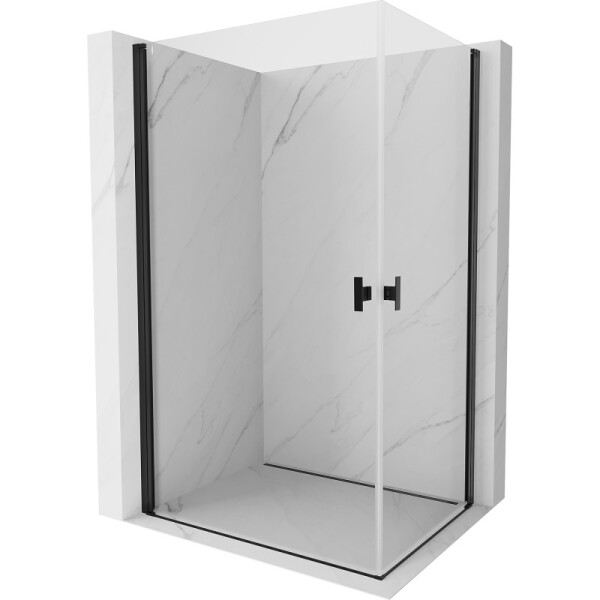 MEXEN/S - Mist-B Duo sprchovací kút dvere krídlové 90 x 75, transparent, čierna 8A2-090-075-70-00