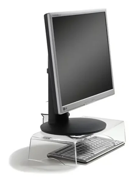 BakkerElkhuizen Q-riser 90 transparentný / Podstavec pod monitor / Akryl / Nosnosť 10 kg / Výška 95 mm (BNEQR90)
