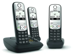Gigaset A690A Trio čierna / Telefón / DECT/analógový / 3 slúchadlá / záznamník / hlasný odposluch (L36852-H2830-C111)