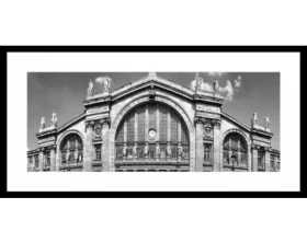 Rámovaný obraz Gare du Nord 80x40 cm, čiernobiely%