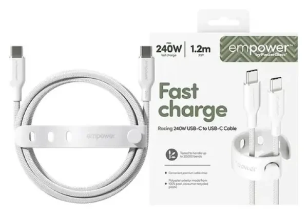 PanzerGlass empower 240W USB-C to USB-C USB 2.0 1.2M biela (198272)