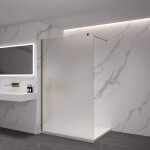 CERANO - Sprchová zástena Walk-in Onyx Round Ľ/P - 8 mm - okrúhla vzpera - zlatá, mliečne sklo - 80x200 CER-8050BD278