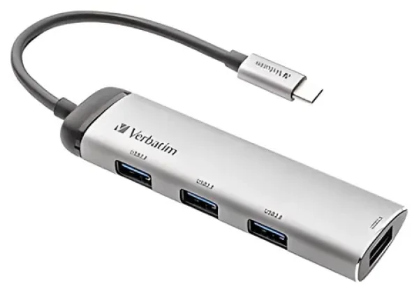 Verbatim 49147 sivá / USB hub / USB-C vstup / 4X USB 3.2 Gen 1 / 5 Gb/s (49147)