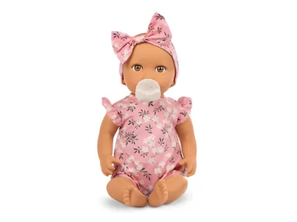 LullaBaby Bábika 35 cm v overale s čelenkou Floral Pink