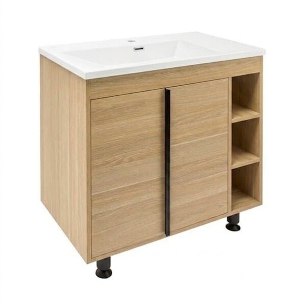 Kúpeľňová skrinka s matným bielym umývadlom Naturel Lucca 79x70x45 cm dub mat LUCCA80DU3AM LUCCA80DU3AM
